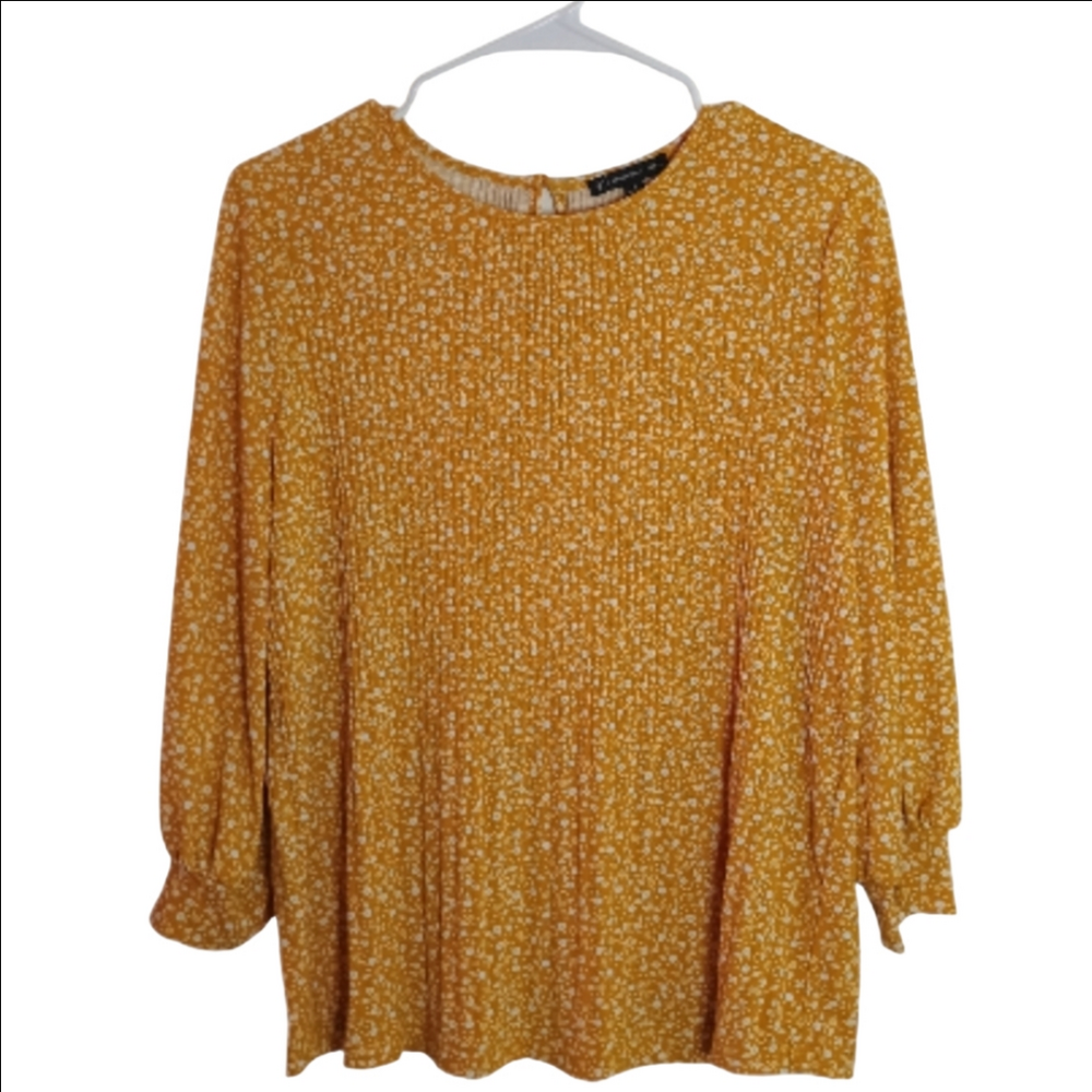 Adrianna Papell Yellow Floral Blouse/Women